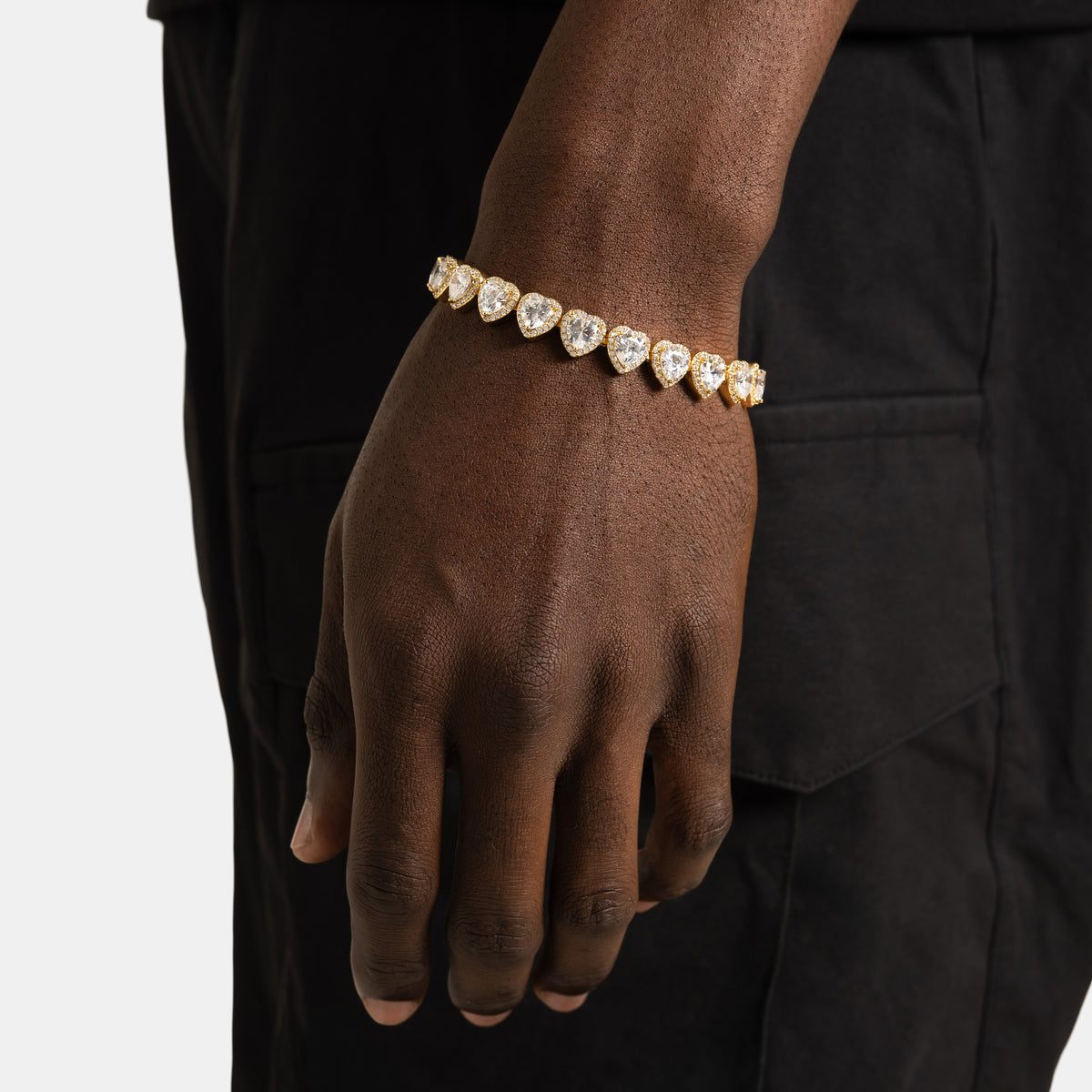 10mm Heart Tennis Bracelet Gold