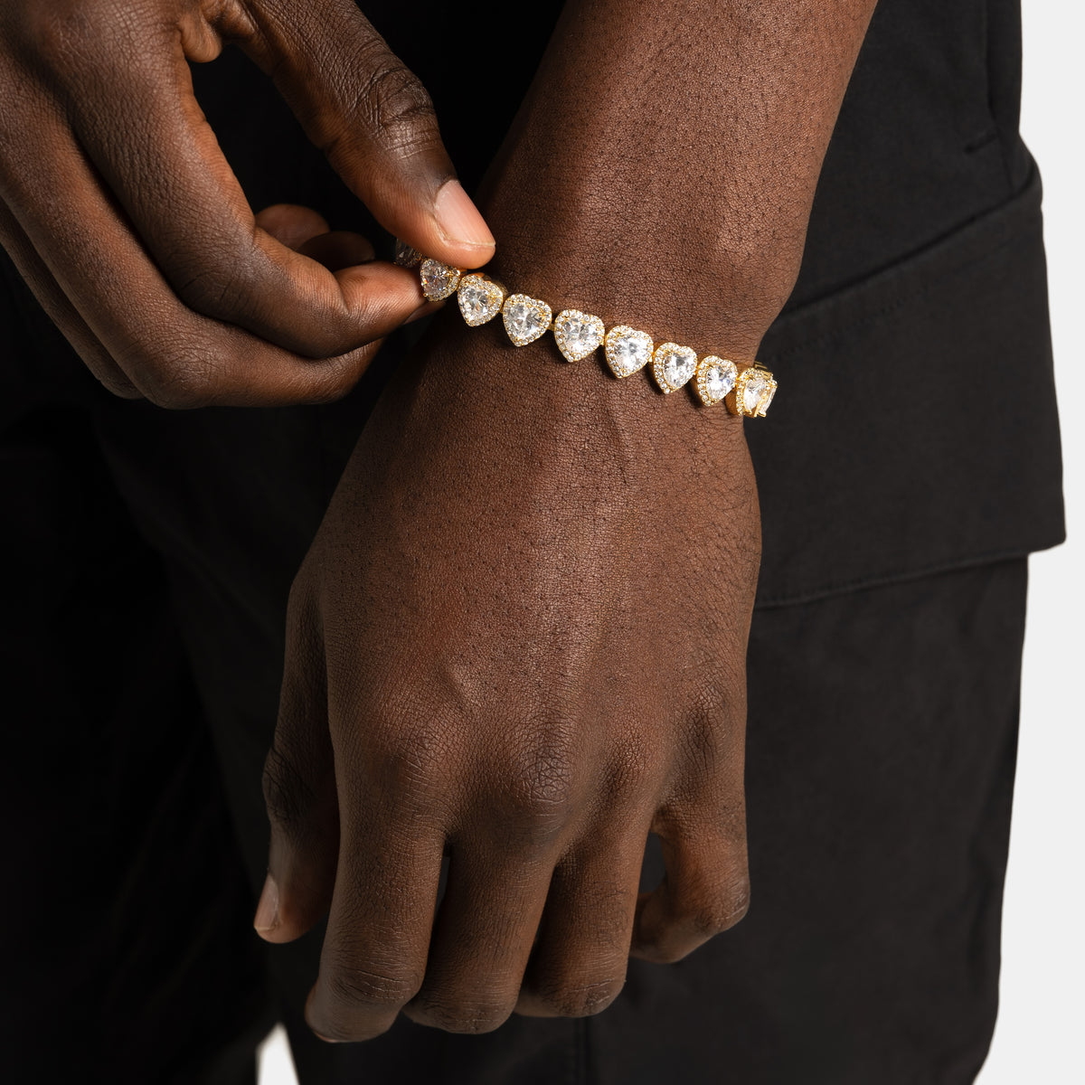 10mm Heart Tennis Bracelet Gold