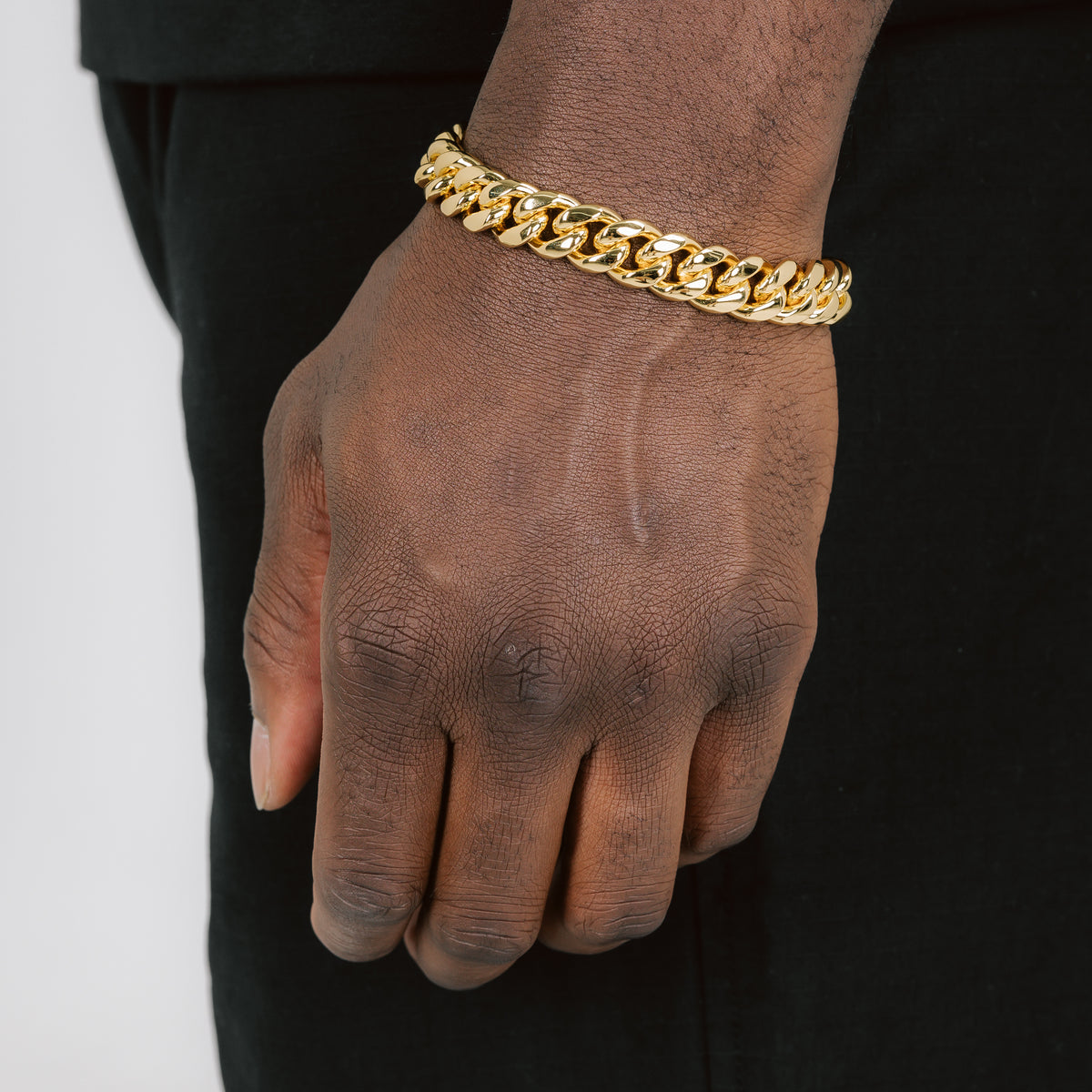 12mm Gold Miami Cuban Chain Bracelet - Spicy Ice