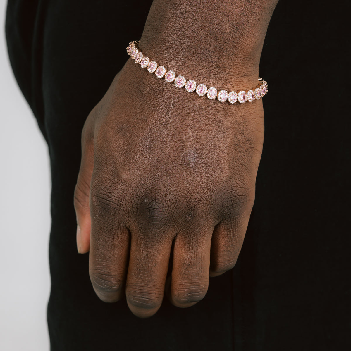 7mm Pink Clustered Tennis Bracelet