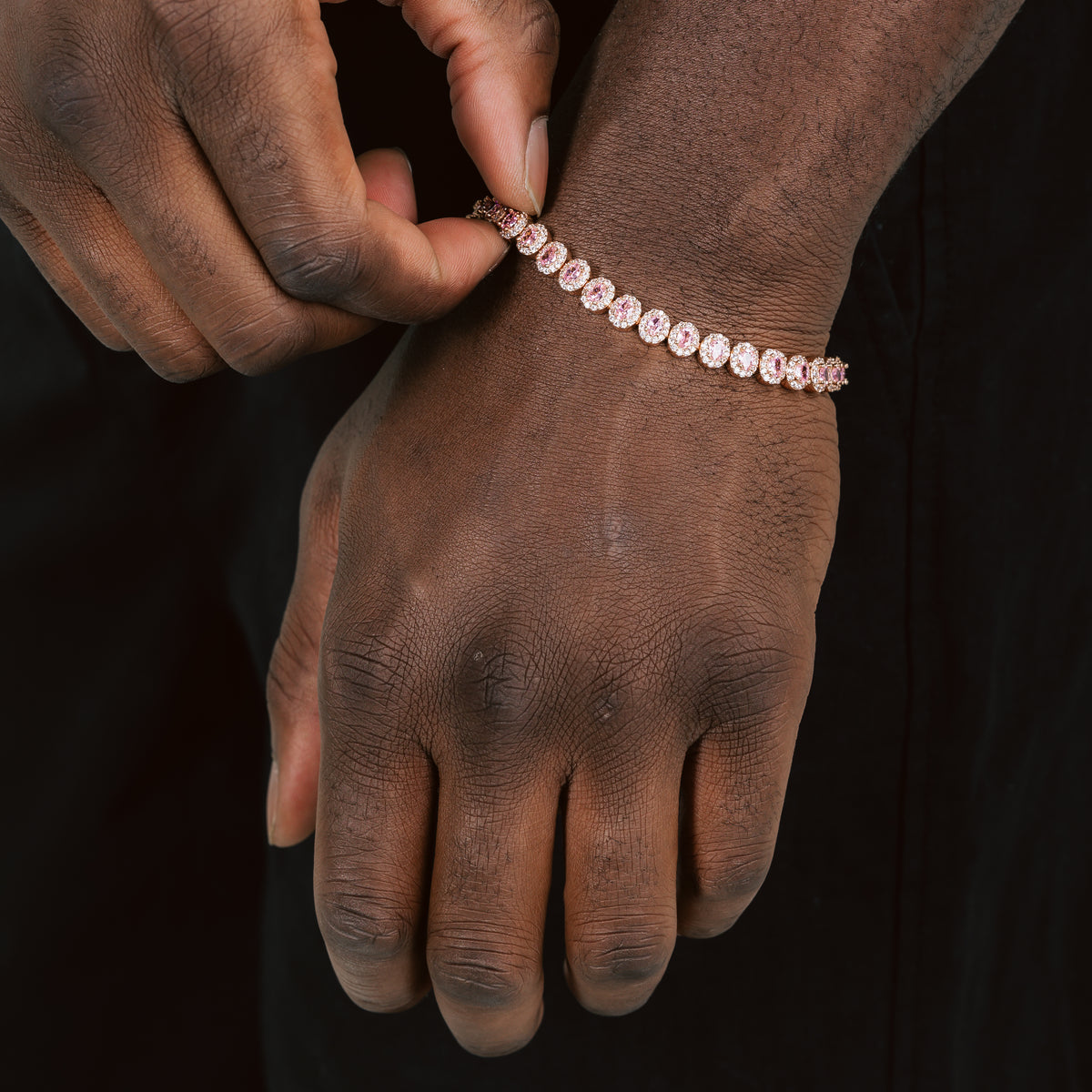 7mm Pink Clustered Tennis Bracelet