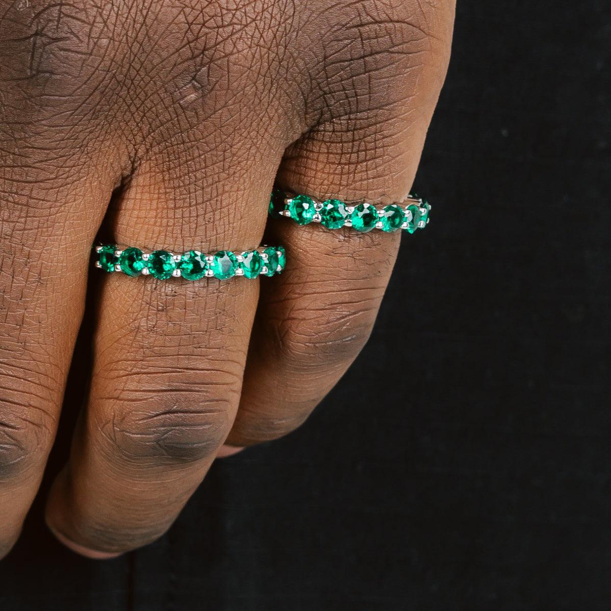 Emerald green online eternity band