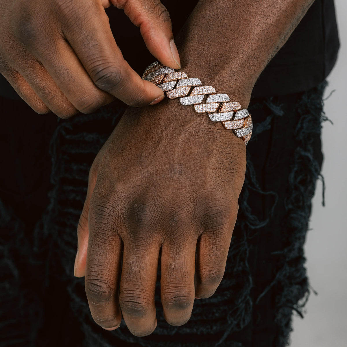 19mm Prong Cuban Bracelet 2 Tone