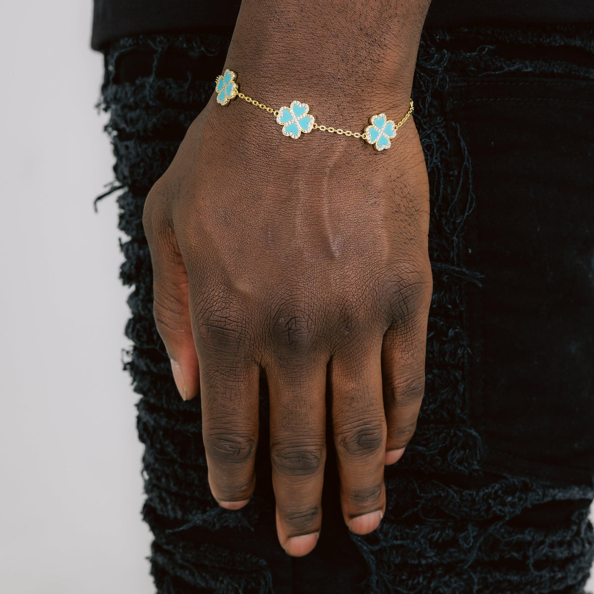Iced Clover Bracelet 18k Gold Vermeil