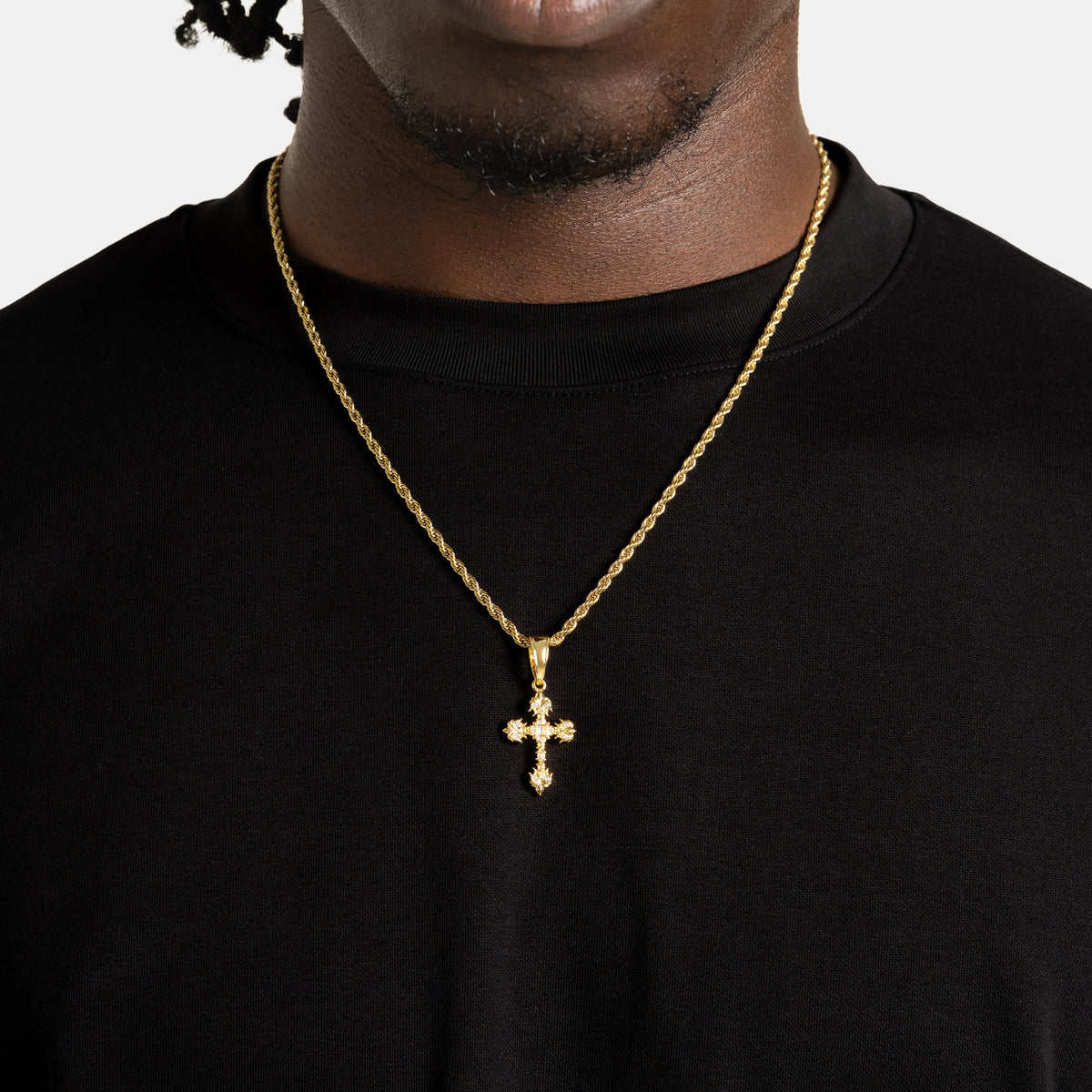 Vintage Iced Cross Pendant Gold