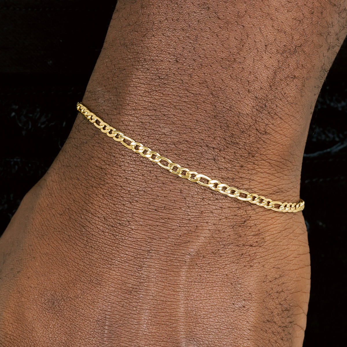 3mm Figaro Link Bracelet 18k Gold