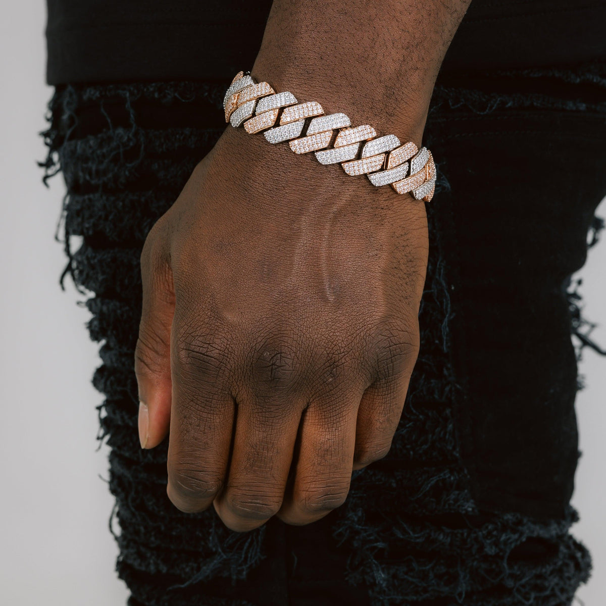 19mm Prong Cuban Bracelet 2 Tone