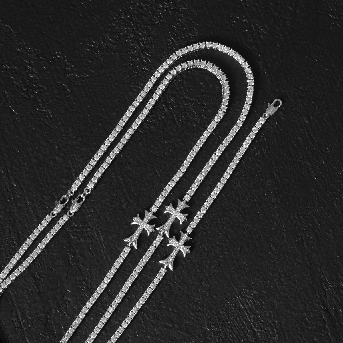 Vintage Cross Tennis Chain White Gold