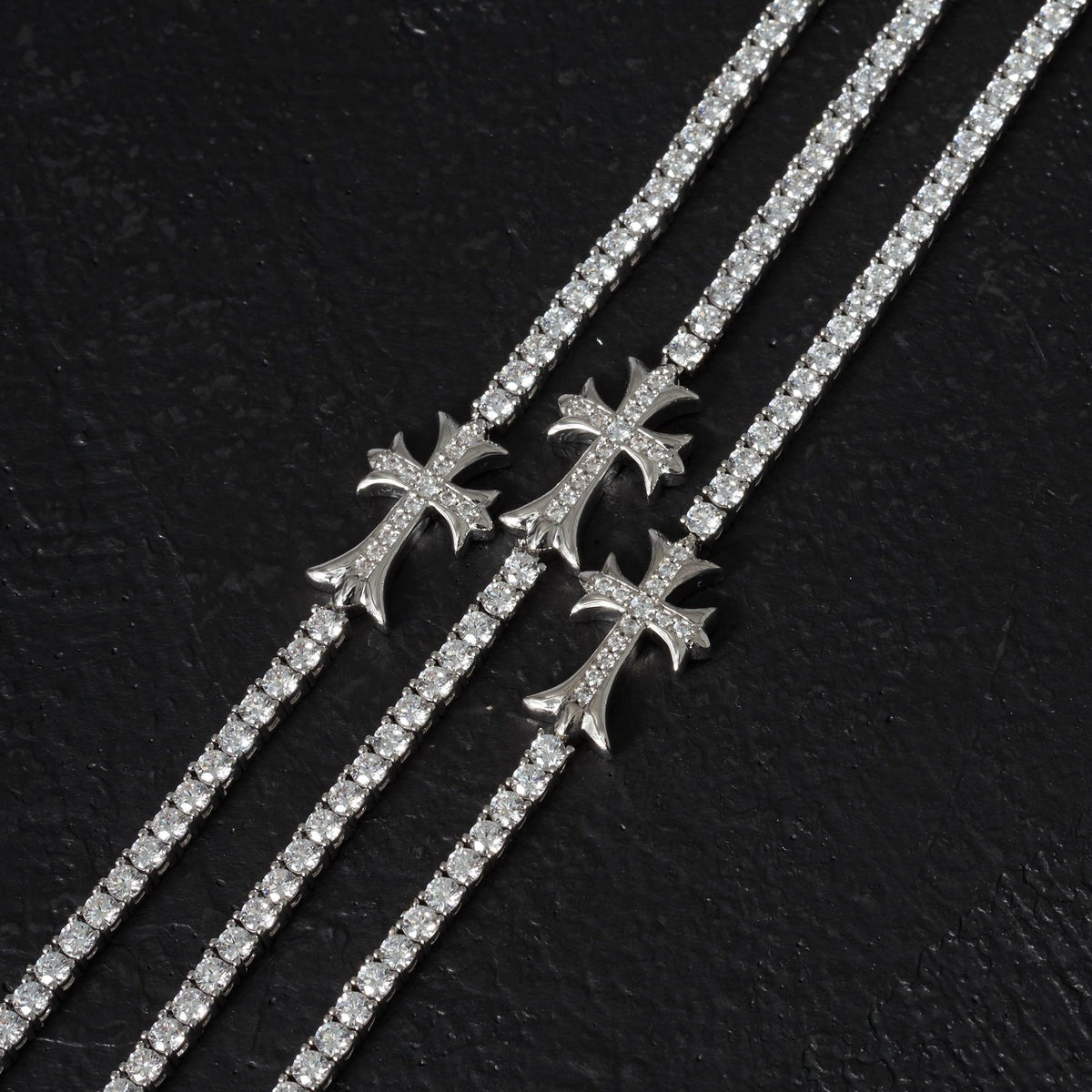 Vintage Cross Tennis Chain White Gold