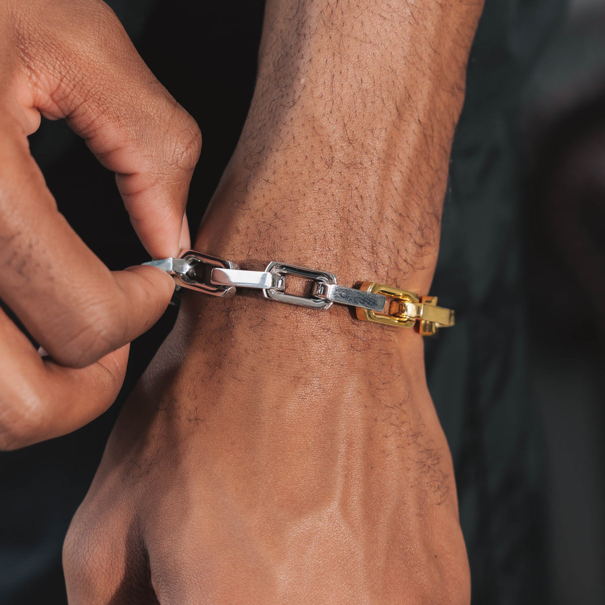 Vinterly Steel Magnetic Bracelet Male Black Ceramic Health Energy Germanium Men  Hand Chain Link Gold-color Jewelry Waterproof