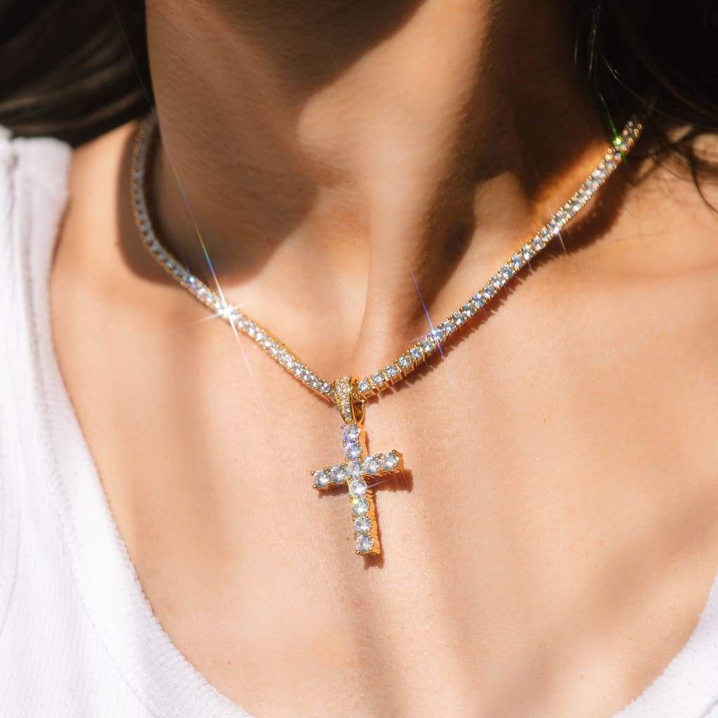 Diamond Cross Necklace 1/8 ct tw Round-cut 10K Rose Gold | Kay