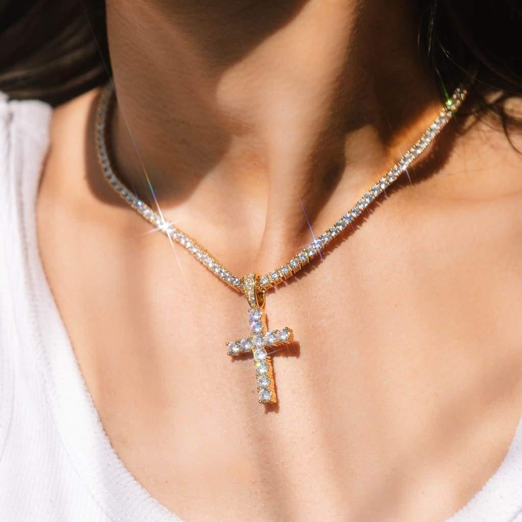 Cross pendant gold with diamonds Clearance
