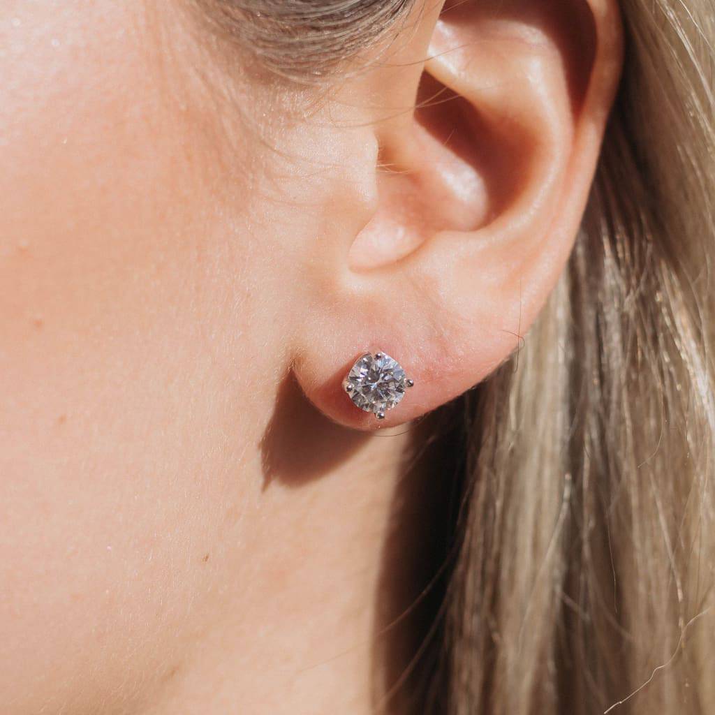 Round Cut Diamond Earrings - 6IX ICE