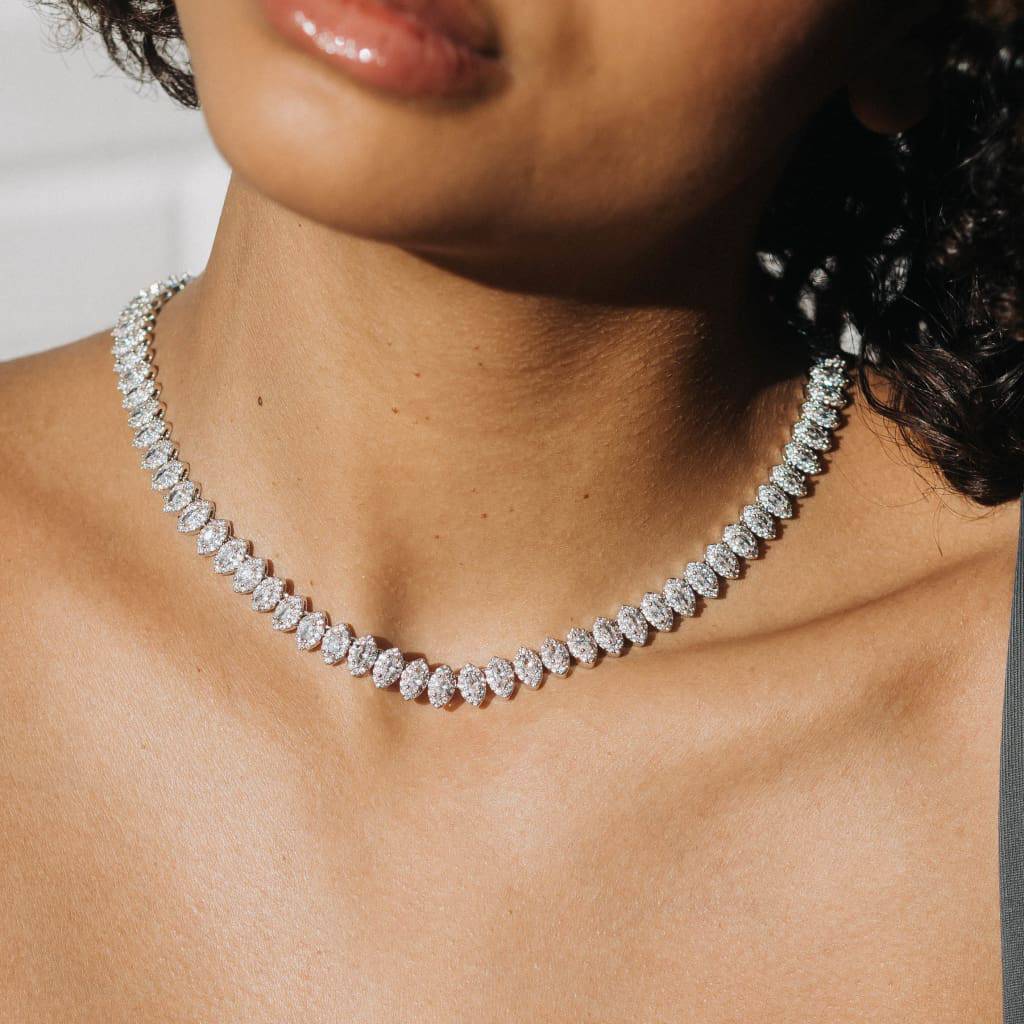 FOR HER CLUSTERED TENNIS CHAIN - WHITE GOLD – Drippely