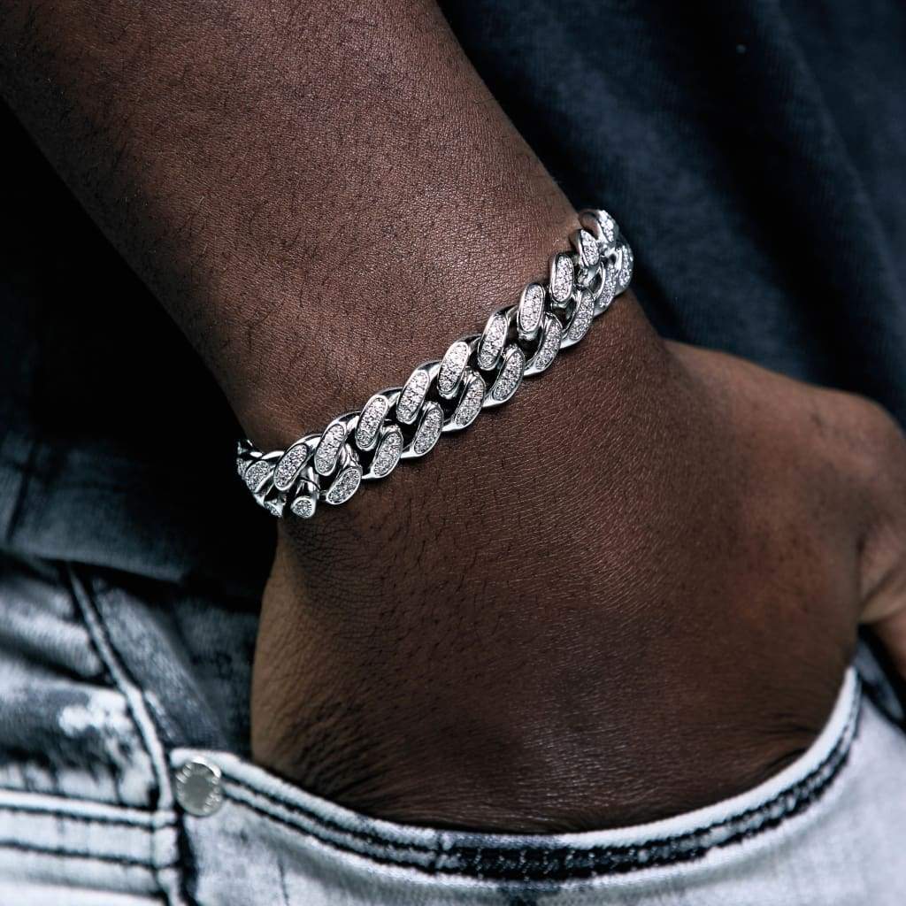 Men's Iced Miami Cuban Bracelet Solid 925 Sterling Silver CZ Micro Pave Hip  Hop 8 Inch x 6 MM 