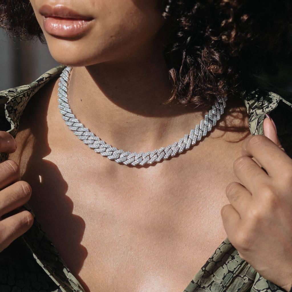 White gold diamond cuban link choker Clearance