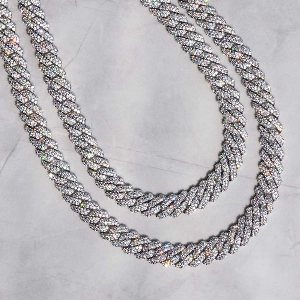 12mm Diamond Prong Cuban | White Gold Cuban Link Chain | 6 ICE, LLC