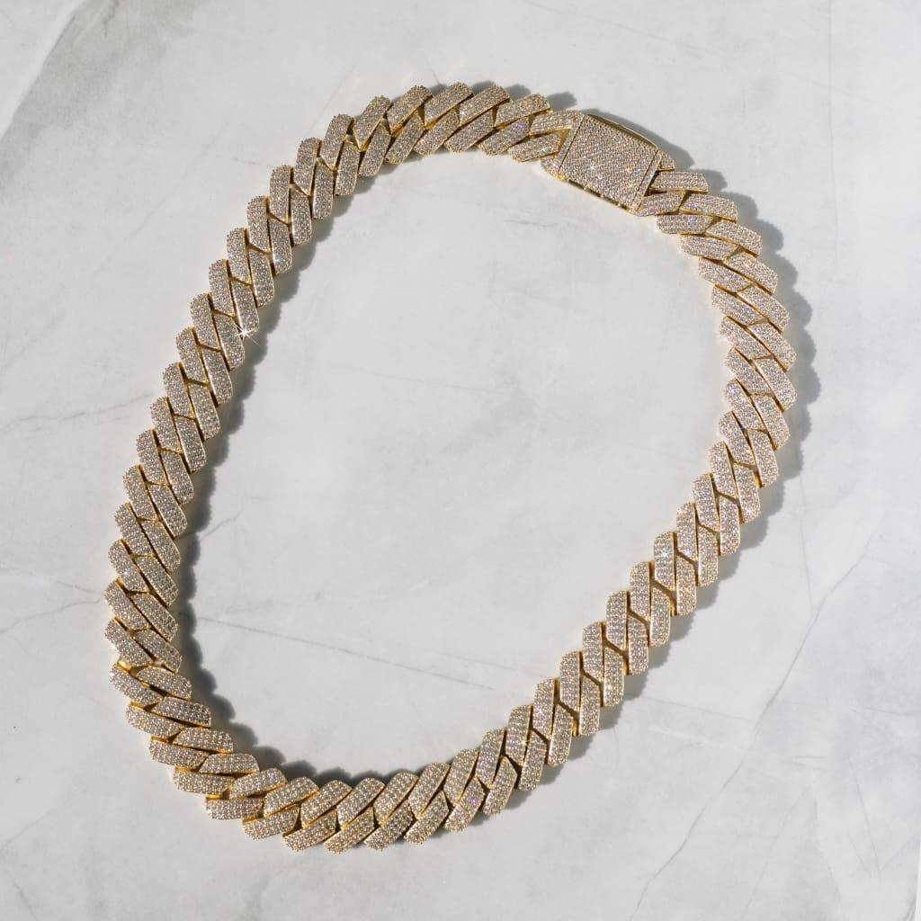 19mm Moissanite Prong Cuban Chain Gold