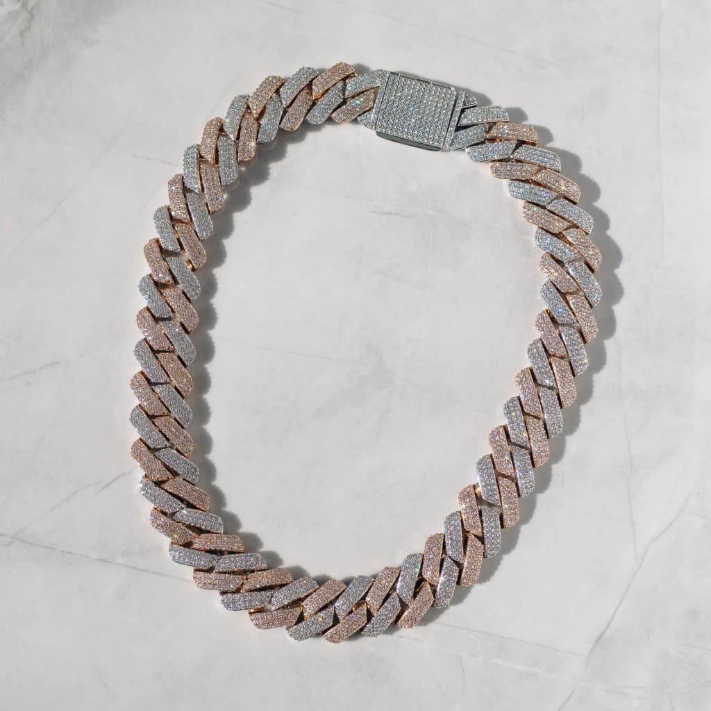 Rose Gold Chain Gold Ice Jewelry Ice Chain Two Tone Chain 19mm