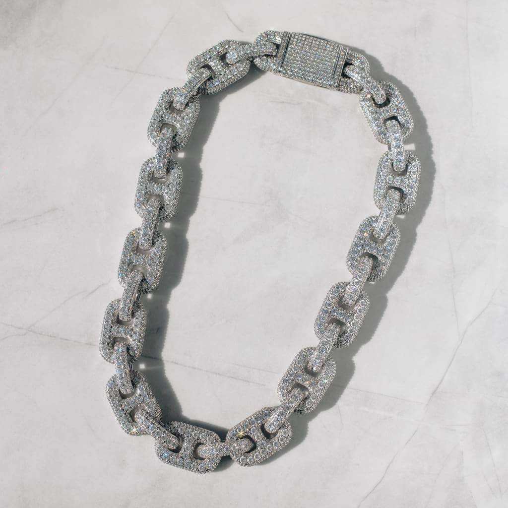 Real Solid 925 Silver Mens Miami Cuban Iced Gucci Link Bracelet Baguette CZ