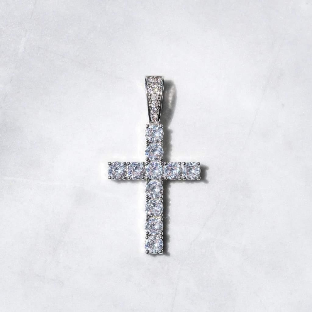 Bundle Diamond Cross & Tennis Chain White Gold - 6 ICE