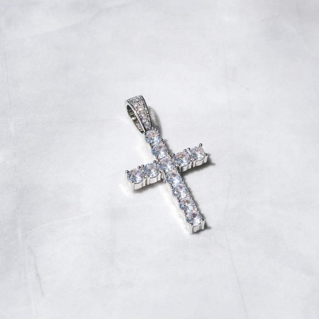 Bundle White Gold Diamond Cross + 3mm Diamond Tennis Chain - 6IX ICE