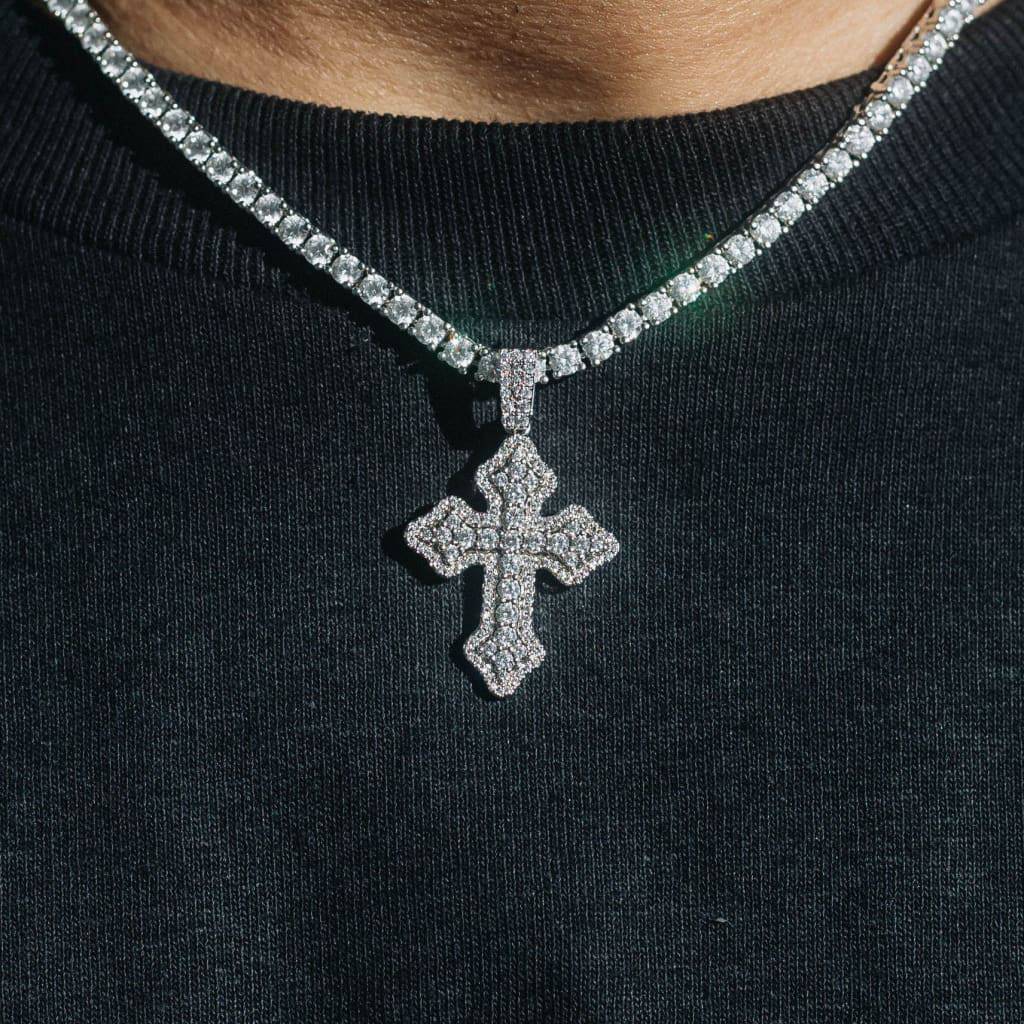 Clustered Micro Cross Pendant White Gold - 6 ICE