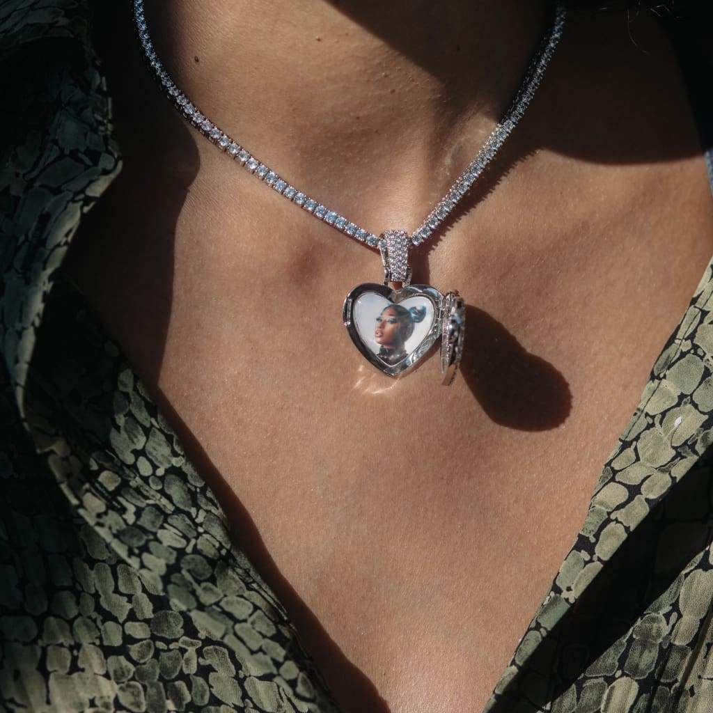 Heart Locket Necklace Custom Picture Pendant | 6 Ice