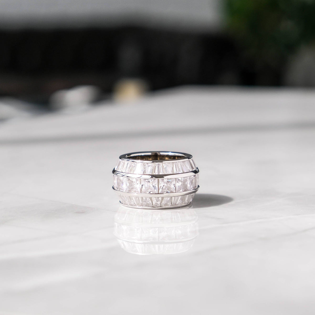 Baguette Layered Ring White Gold - 6IX ICE