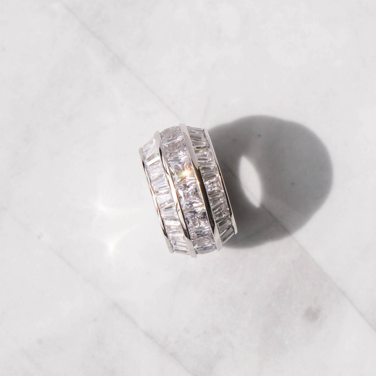Baguette Layered Ring White Gold - 6IX ICE