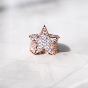 Framed Mini Diamond Gold Star Ring 6