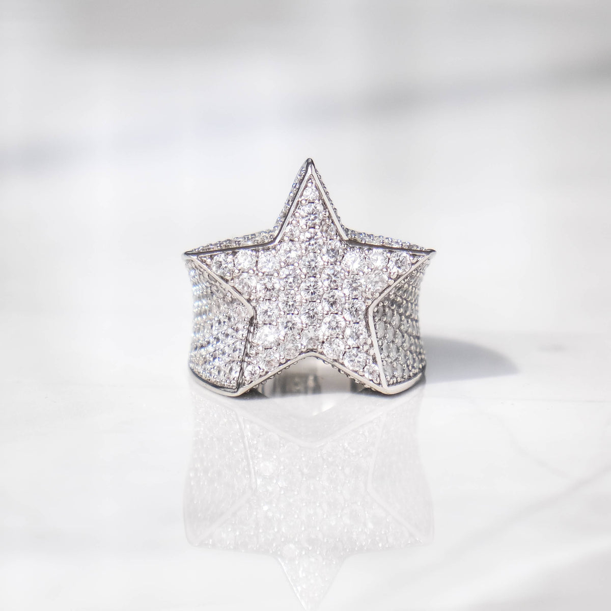 Diamond Star Ring White Gold - 6IX ICE
