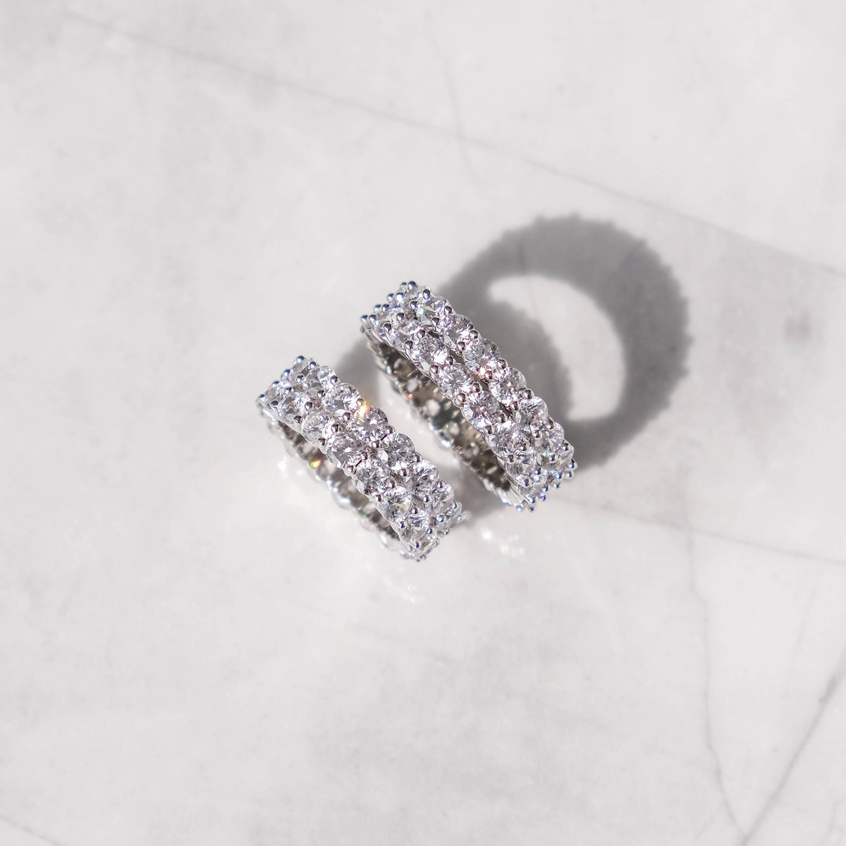 Double Tennis Ring White Gold