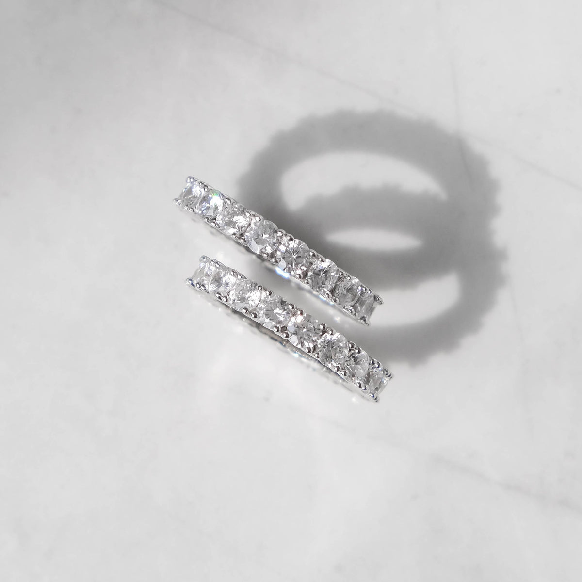 Silver Tennis Ring White Gold
