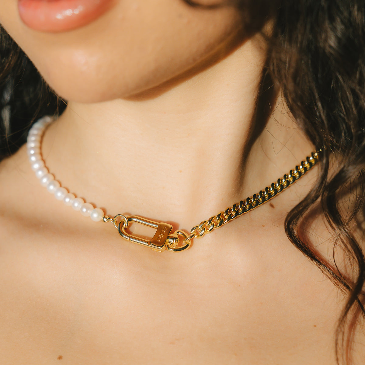 Cuban Pearl Chain 18k Gold