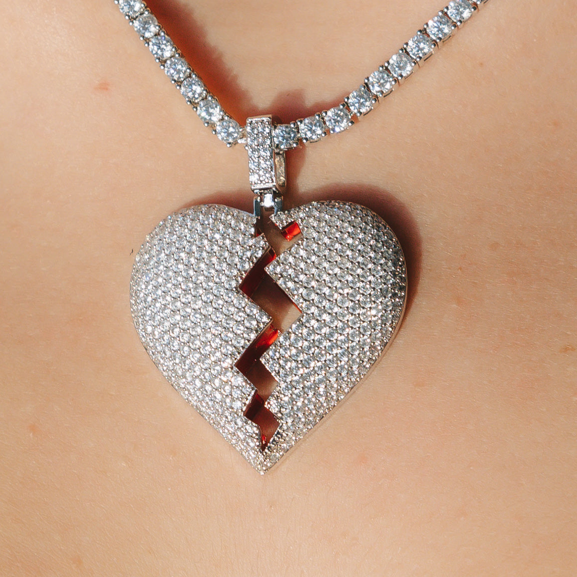 Full Iced Band-Aid Broke Heart Necklace – NCCreations LLC