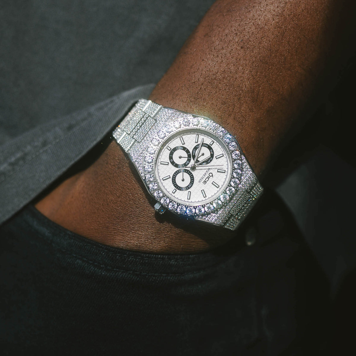 Iced Rocketeer Watch | Iced Out Day Date Mens Watches | 6 Ice - 6 ICE