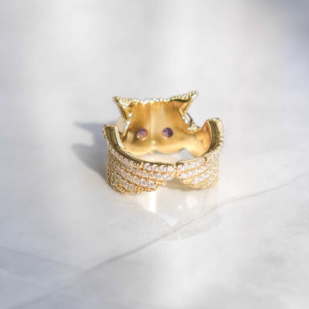 Diamond Owl Ring 18k Gold Vermeil - 6IX ICE