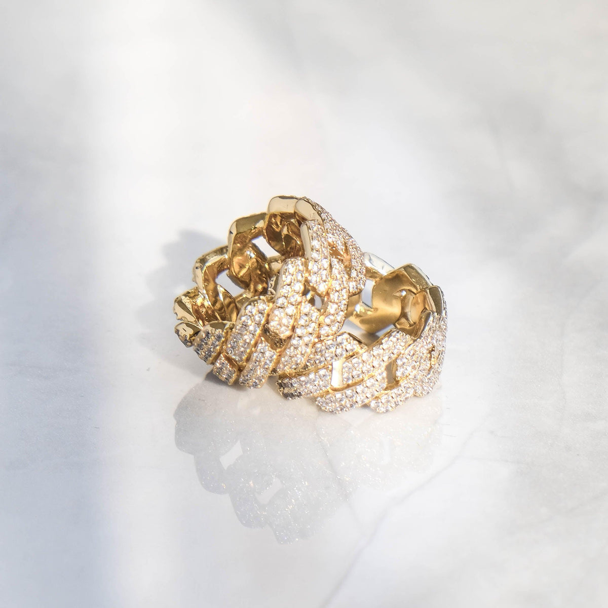 Diamond prong cuban ring Clearance