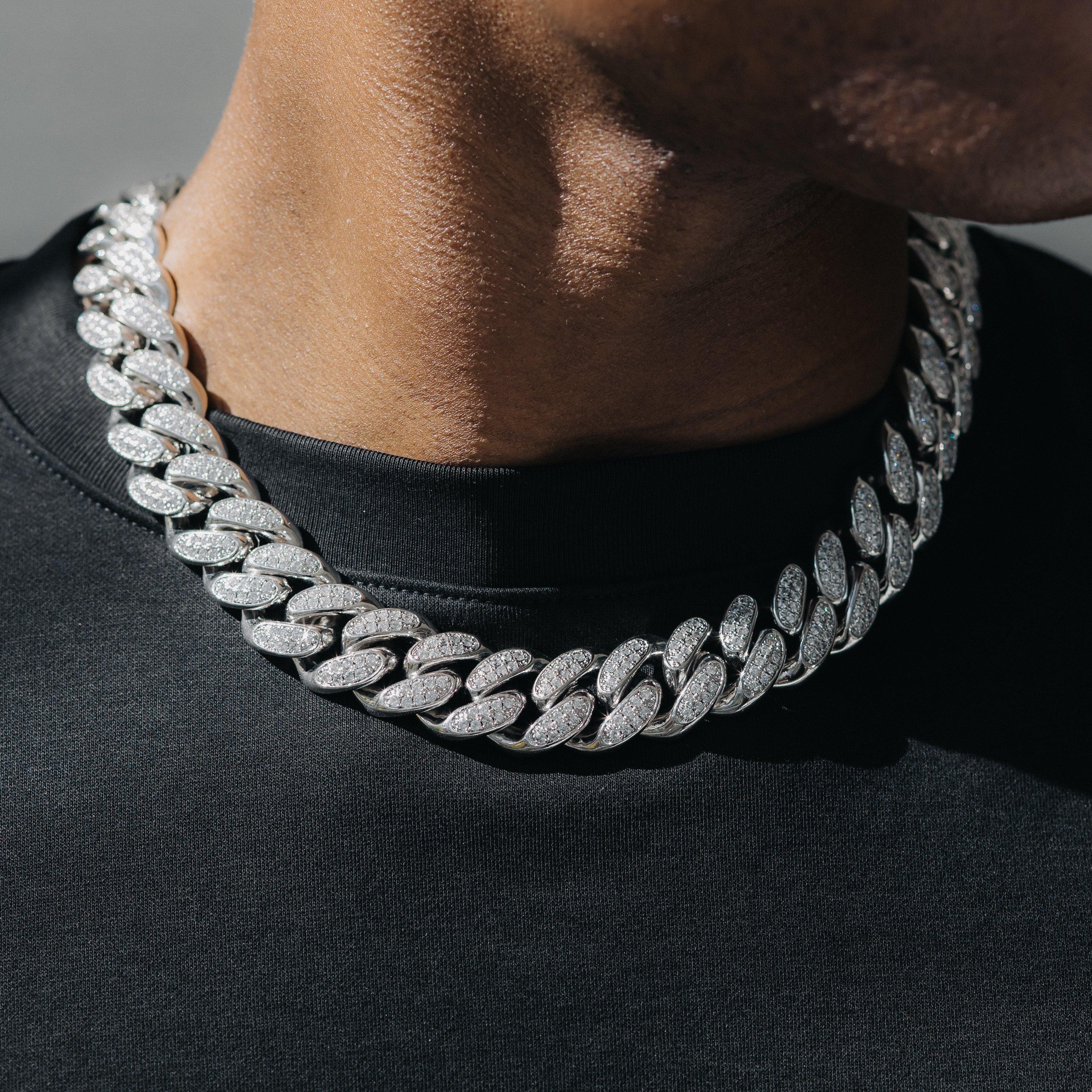 Diamond cuban link chain silver Clearance