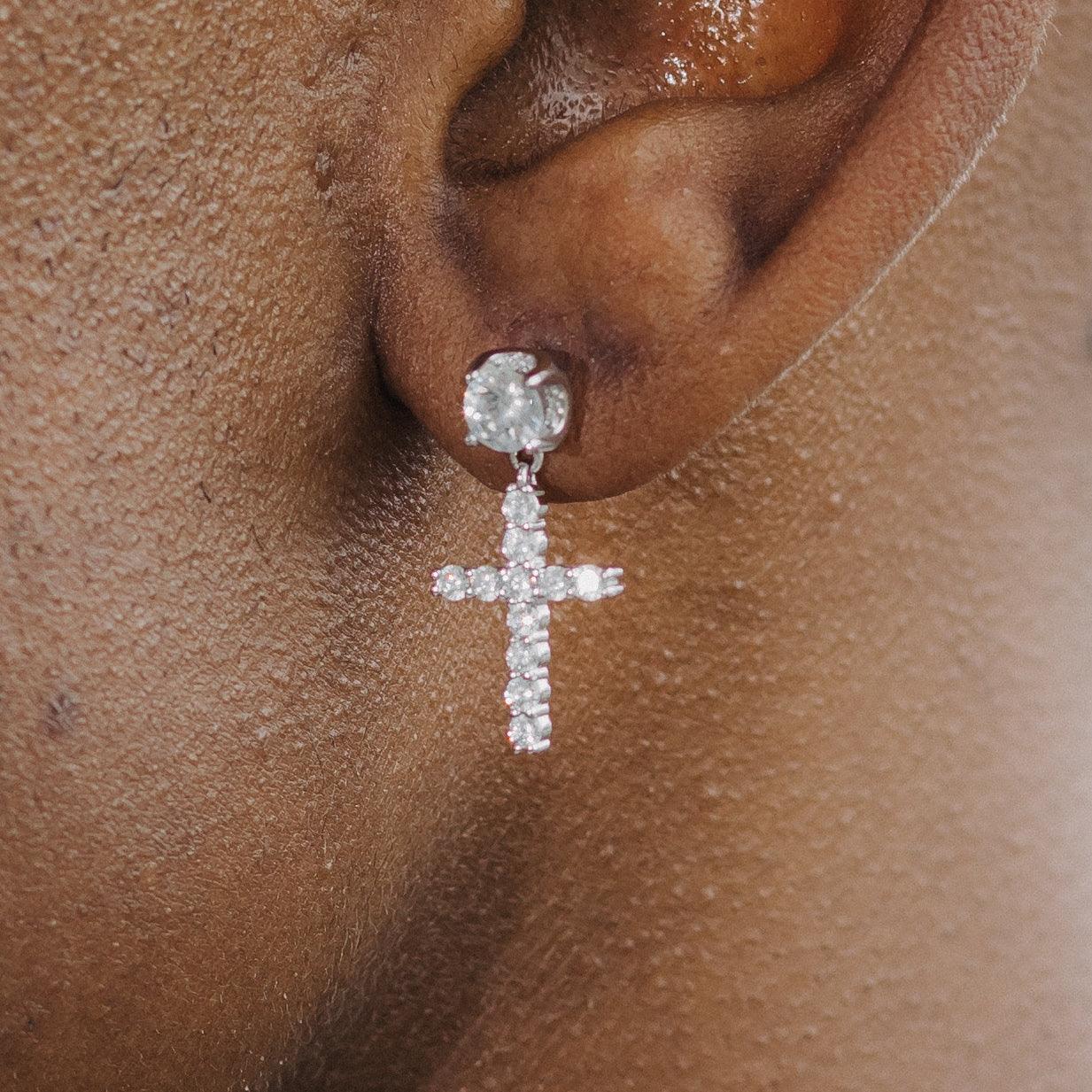 Diamond earring with cross Clearance