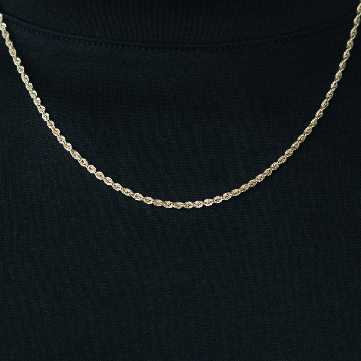 10k Solid Gold Rope Chain 2mm - 6 ICE