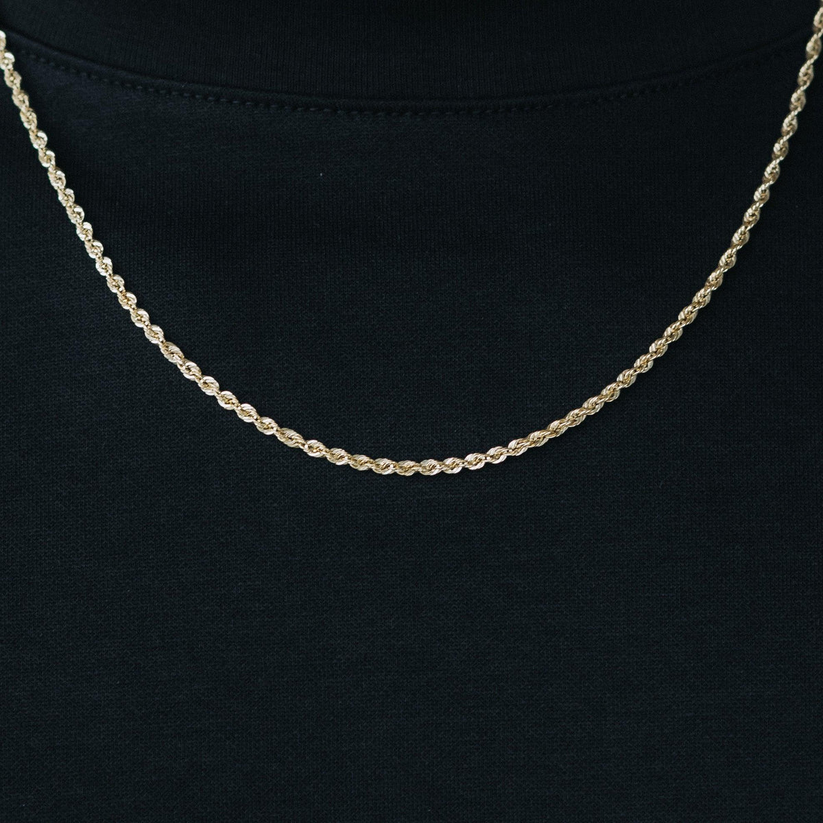 10k Solid Gold Rope Chain 2mm