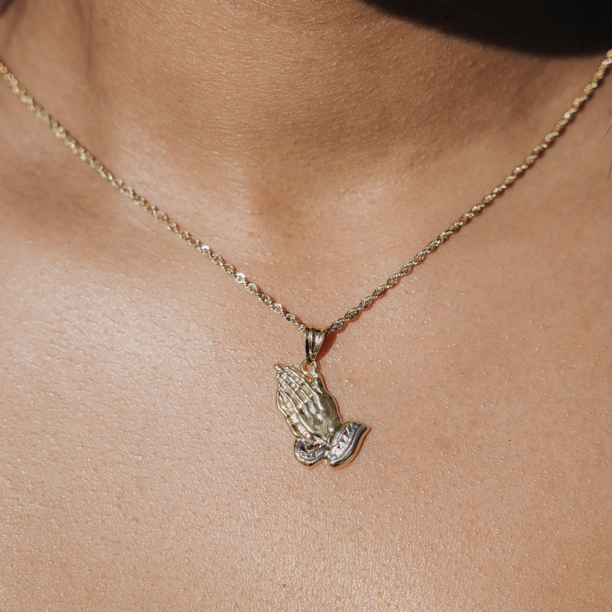 10k Solid Gold Praying Hand Pendant