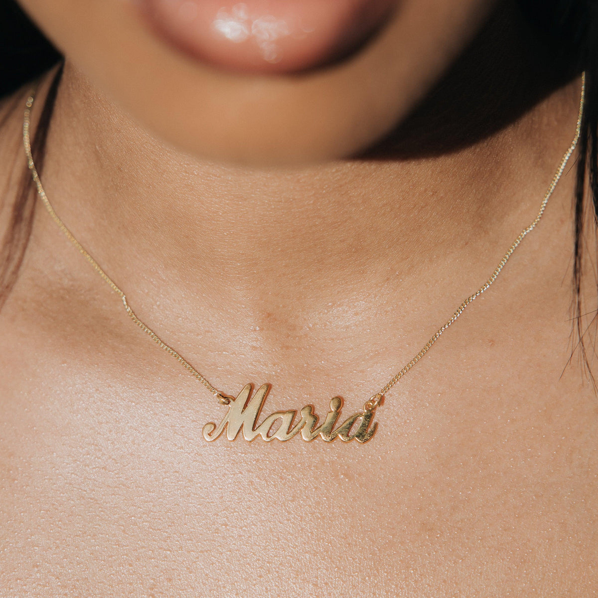 10k Solid Gold Cursive Custom Name Pendant - Main Image