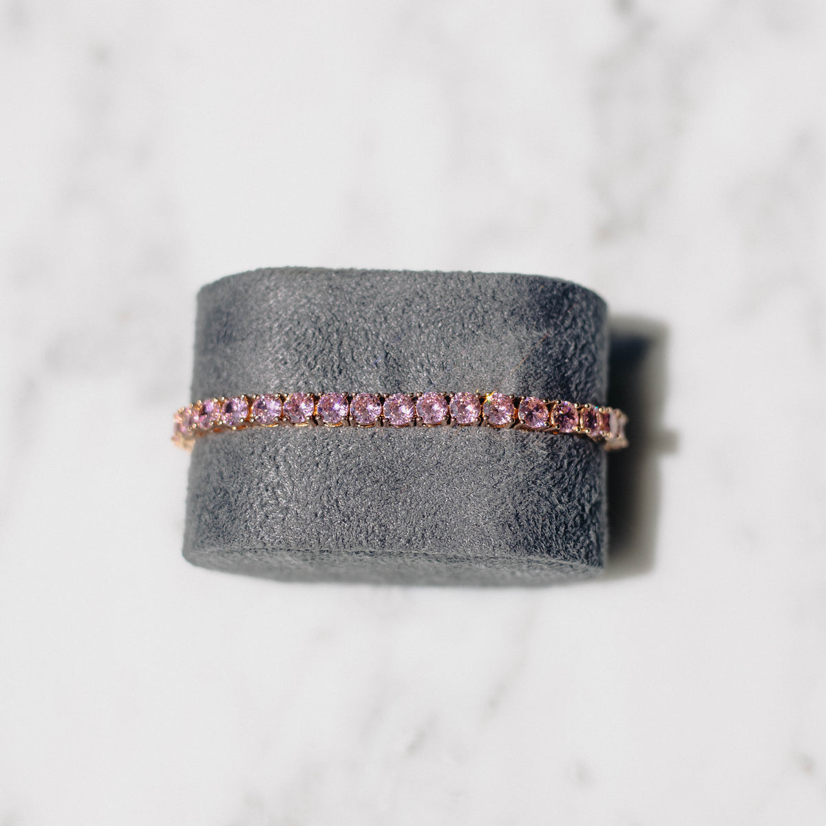 5mm Pink Tennis Bracelet Rose Gold