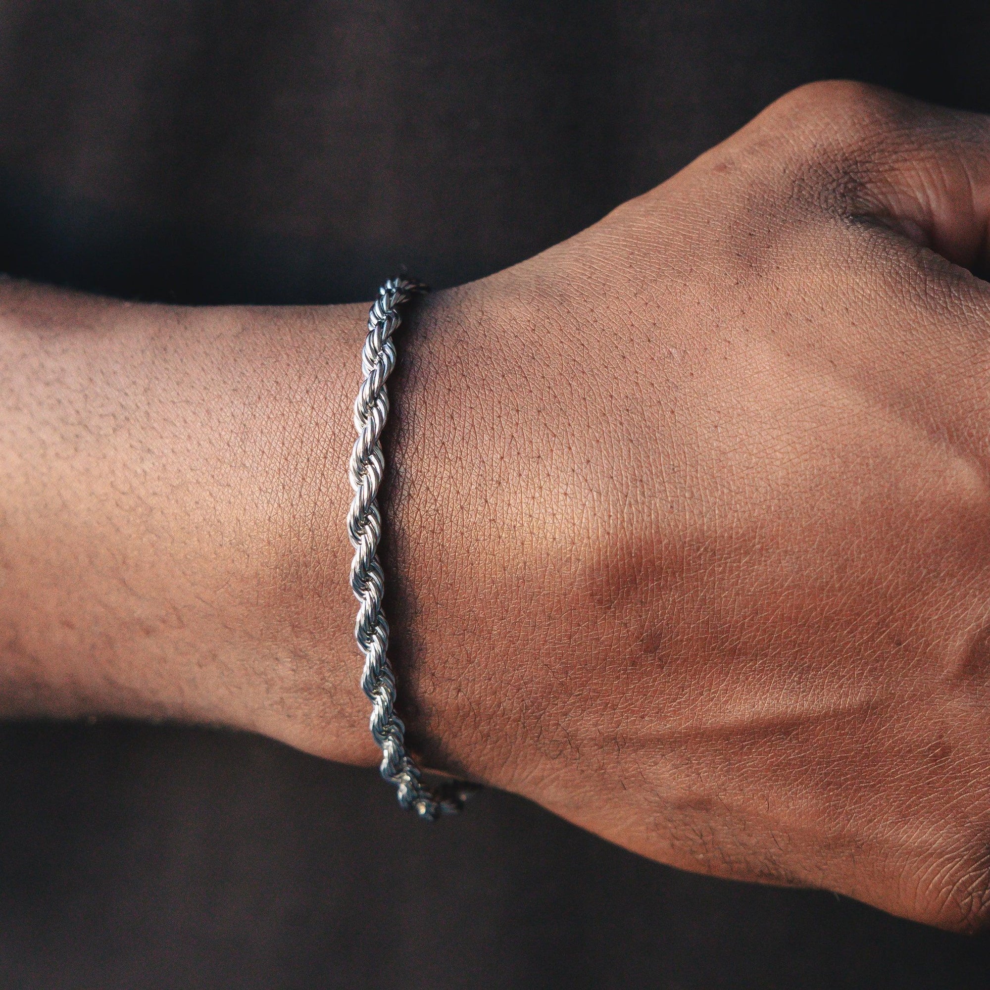 5mm Rope Bracelet White Gold | 6 ICE, LLC